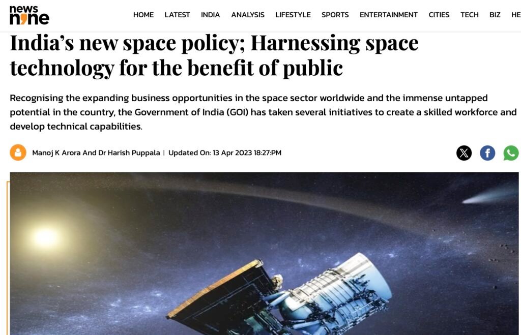 Article on the new space policy on News 9